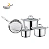 Kitchen appliance casserole frypan set mirror polishing 7pc milano cooking pots cookware set