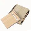 Wood Bamboo Cover A5 Notebook Spiral Notepad With Pen 70 sheets recycled lined paper
