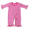 Ex-factory price new long-sleeved striped ruffle cuff romper winter cute baby climbing romper clothes wholesale