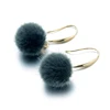 Custom Design Fashion Style Copper Alloy trendy pendant earrings with fur ball