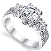 1.50 Carat Round Cubic Zirconia" Past, Present, Future" Sterling Silver 925 Wedding Engagement Ring