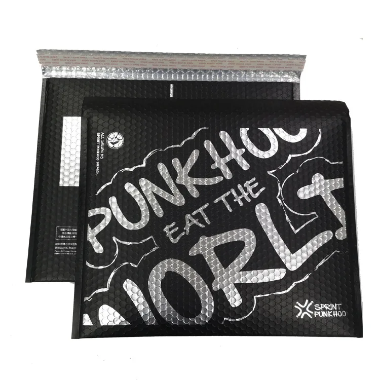Customized Self Seal Waterproof Black Poly Bubble Mailers Delivery Bag