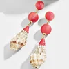Kaimei 2019 bohemian jewelry fashion women brands new thread round long dangle sea shell summer boho drop earrings for women
