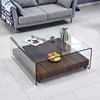Hot Sale living room furniture tempered hot bent glass coffee table/tea table/centre table with movable MDF base designs