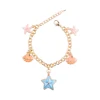Ocean Pendant Gold Color Bracelet Starfish Shell Alloy Dangle Pendant Bangle for Fashion Women Jewelry