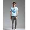 New design high quality t-shirt 95% cotton 5% elastane men's light blue t shirt
