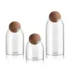 Unique Storage Round High Borosilicate Home Good Hand Blown Glass Jar with Cork Lid
