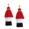 Wholesale Jewelry Israel Silk Thread 3 Layer Tassel Earring Ear ring for Christmas Gift