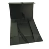 Black Matte Printing Paper Board Ribbon Closure Flat Ship Collapsible Clothing Packaging Box Custom