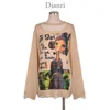 cut collar Exposed clavicle thin summer 3d print custom pullover knit sweater 2019