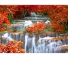 red maple leaves and waterfall design wall papers for home wall