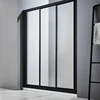 Modern hot sale safety bathroom walk in black frame bath cabin 3 panel sliding shower door