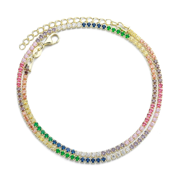 

tennis bracelet gold plated,6 Pieces, Colorful