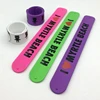 Factory cheap silicone slap band promotional gifts custom logo i love beach snap bracelet