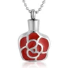 Fashion Cremation Ash Urn Pendant red Flower Necklaces Jewelry Memorials Funeral Urns Necklace Bead chain gift
