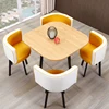 PU leather chair coffee house square shape table set with 4 chairs
