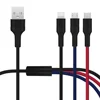 2.4A USB 2.0 Charging Cable 3 in 1 Braided Line for Type-C, Micro, 8pin