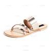 Hot Summer Women and Ladies Latest Fashion Rubber Sole Leather Flat Slide Sandals