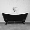 external black internal white soaking freestanding acrylic clawfoot bathtub