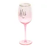 Hot selling vintage big modern long stem pink and blue painted wine glass cup
