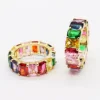 Newest fashion18k gold plated artificial jewellery rainbow baguette eternity ring