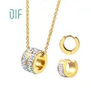 18k Gold Plated Jewelry Sets Necklace Stainless Steel Women Accessories Fashion Jewelry Set With Zircon