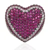 hiphop high end solid cz pink iced out heart shape love couples ring