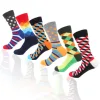 Wholesale middle calf custom logo happy socks funky soft cotton sports men's athletic socks
