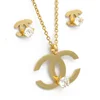 Simple Design Fashion Gold Stainless Steel Single Diamond Zirconia Jewelry Necklace Set