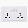Qming 2 gang 6 pin CE white panel screwless universal electrical plug switch socket