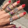 vintage modern women jewelry engagement band rainbow disco women ring fashion