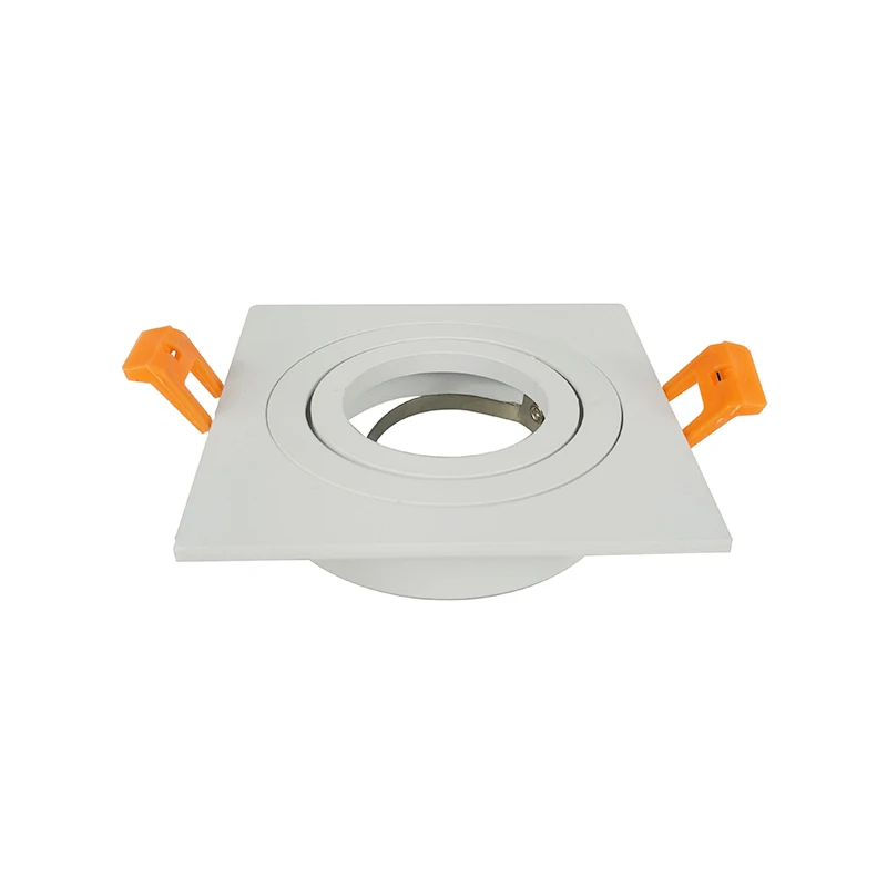 Easy Replacement Simple White Aluminum Adjustable Spot GU10 MR16 Square Downlight Frame