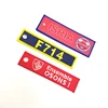 Best Factory Custom Made Brand Logo Red Woven Key Tag, Flight Crew Fabric Keychain No MOQ Embroidery Keychain