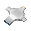 New Design Cross Type 4IN 1 Multifunction Metal Memoria USB Stick Otg Type-c Micro USB For iphone Ipad Pen Drive 64g