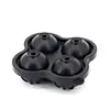 High quality 4 pieces ball shape food grade silicone ice sphere mold ice mold whiskey ice cube mold silicone round ball 4 cavity