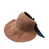 Foldable visor summer wholesale polyester girls sun straw hat with back bow-knot