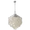 Round Chandelier with Round Capiz Seashells Natural White DIY Pendant Light for Living Room Bedroom