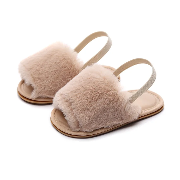 2019 Infant Baby Sandals Slippers Faux Fur Baby Summer Shoes Hard Sole Toddler Girls Boys Sandals