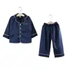 New Design OEM Little Kid Silk Long Sleeve Silk Satin Button Down Pajamas Set Sleepwear
