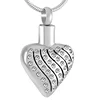 IJD9242 Stainless Steel Cremation Ashes Crystal Heart Decoration Jewelry Pendant Necklace Souvenir