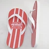 OEM order small moq fast shipping red white straps printed eva insole men custom flip flop