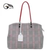 alibaba china suppliers trendy ladies handbag promotional tote bag leather with checked pattern