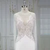 French lace bodice with simple import material crepe from Japan mermaid skirt long sleeve lace wedding dresses