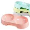 Pet supplies small size candy colored plastic double bowl export environmentally friendly cat and dog bowls