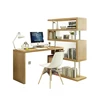 Modern Solid Wood Study Room Combined Bookcase with Computer Writing Desk Table Set