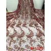 3d red african lace tulle nigerian sequin embroidered net fabric