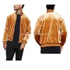 Trend High Grade Mens Velour Bomber Jacket Slim Fit custom Classic Shiny mens Velvet Jacket