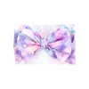 Wholesale kids girl starry sky printed adjustable knot big messy bow elastic hair headband