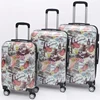 3pcs set spinner suitcase ABS PC custom hard shell flower print trolley suitcase