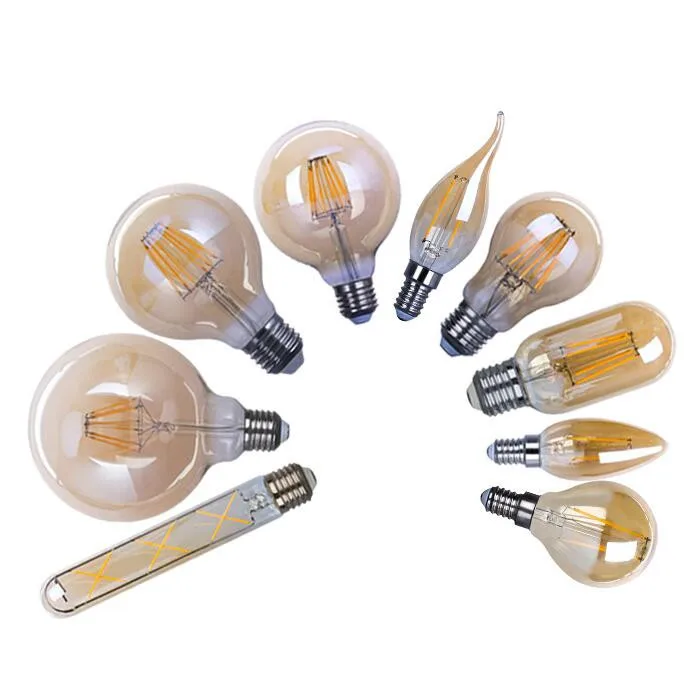 China Manufacturer 2W 4W 6W 8W 10W 12W C35 A60 ST64 G95 G125 ST64 T45 E27 Dimmable Led Edison Bulb E26